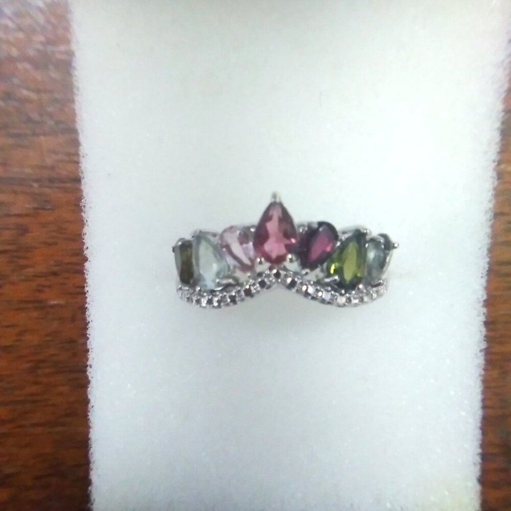 Tourmaline Chevron Silver Ring